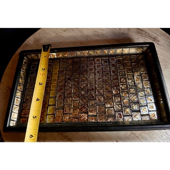 Moroccan Vintage Mosaic Tray , Gold and Black Mosaic, Vanity, Desk, Tray - Picture 6 of 10